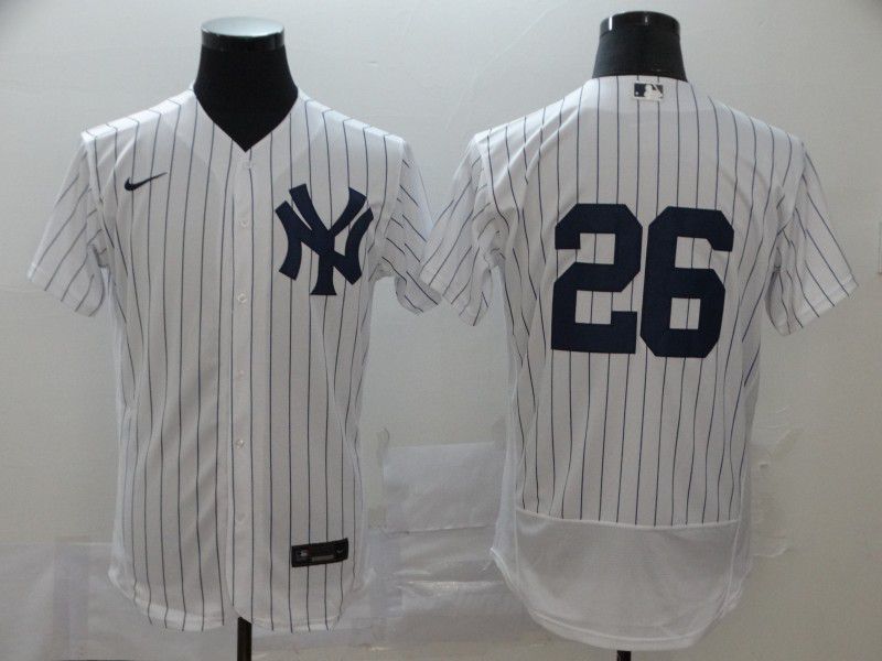 Men New York Yankees 26 Lemahieu White stripes Nike Elite MLB Jerseys
